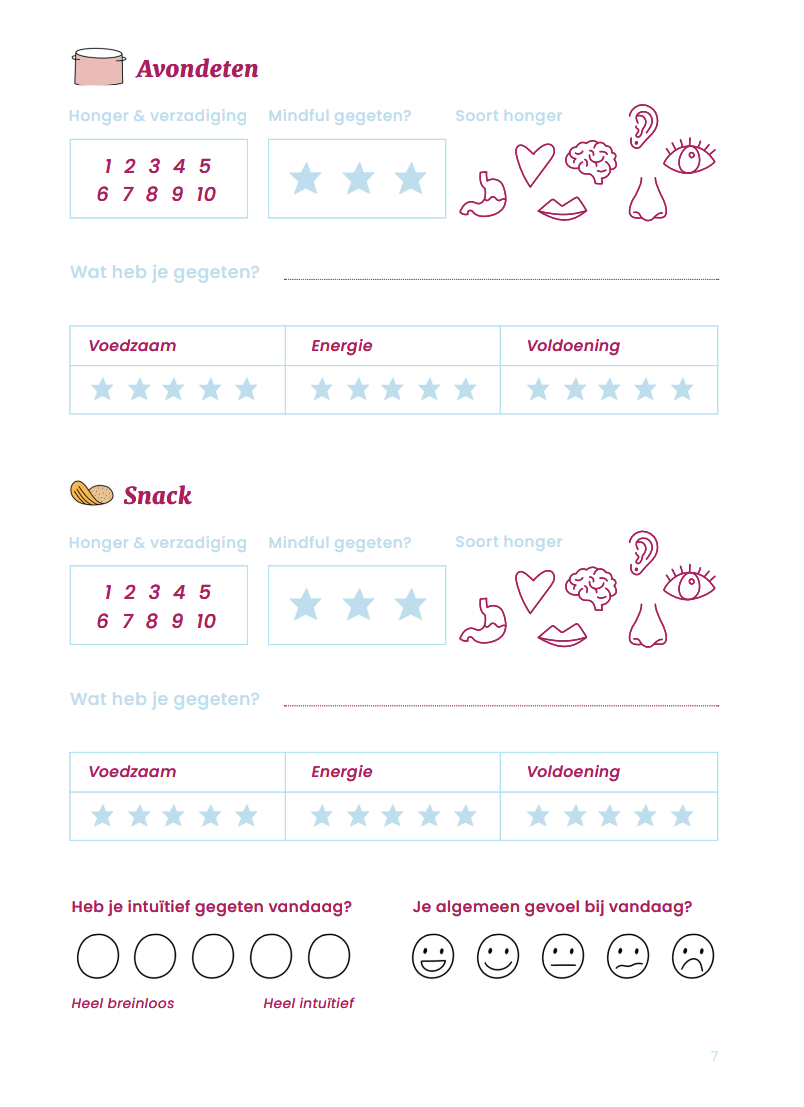 Intuïtief eten dagboekje