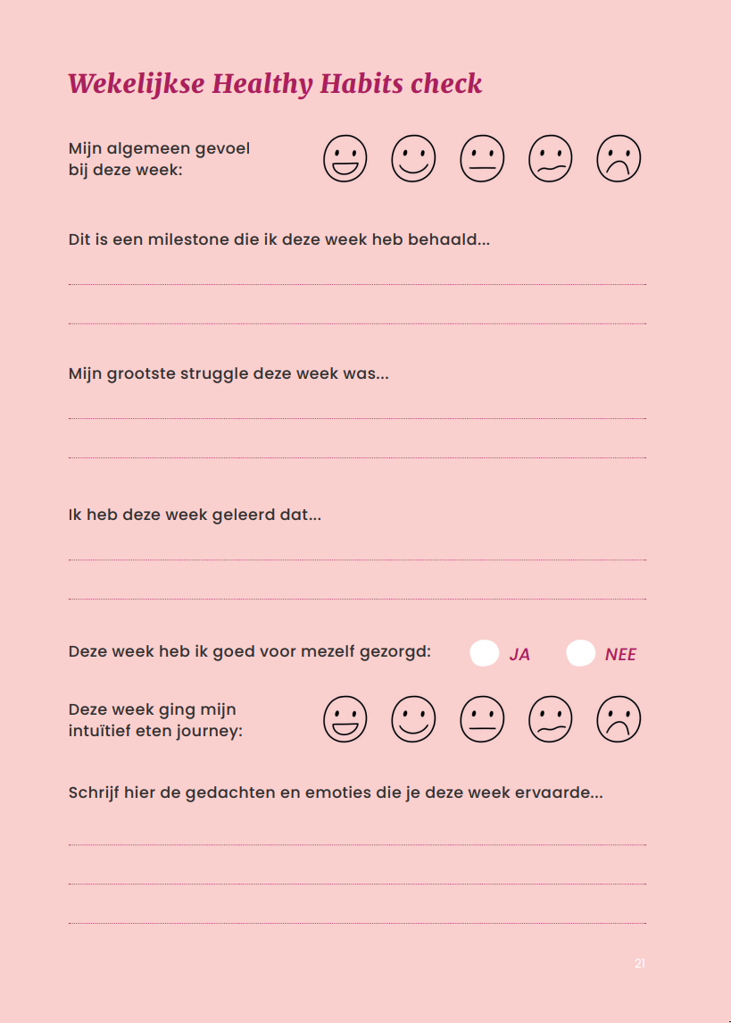 Intuïtief eten dagboekje